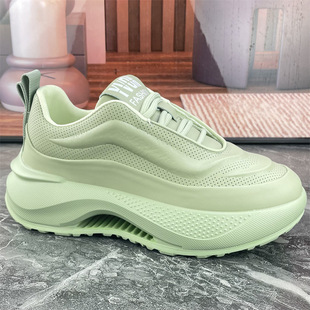 Spring Men's Shoes 2024 New Thick-soled Cut Out Dad Shoes Leather Shoes Breathable Casual Shoes Douyin Same Style White Shoes