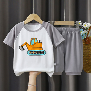 Summer children's cotton short sleeve suit small and medium-sized children's half sleeve shorts men's and women's children's clothing men's and women's treasure summer clothing manufacturers direct supply