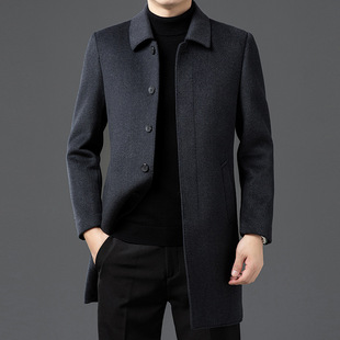 2024 Autumn and Winter Men's Lapel Business Double-Sided Neoni Jacket Middle-aged and Elderly Top Men's Medium Long Single-breasted Coat