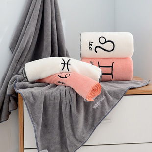 Wholesale Coral Velvet Soft Beach Towel Twelve Constellations Towel Bath Towel Set Soft Couple Towel Mother-In-Law Towel Set