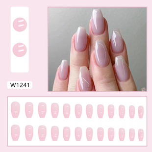 Simple solid color Foreign Trade style pure desire Aurora girl manicure European and American ins style fake nails finished wearable manicure