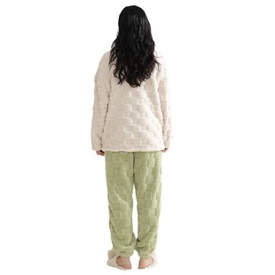 2025 New Autumn and Winter Pajamas Coral Fleece fleece-lined Warm Casual Loose Flannel Ladies Home Clothes suit