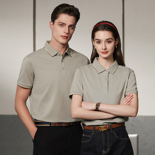 New 7A Antibacterial Cotton Polyester Pull Rack Double Strand Bead Polo Shirt Men's and Women's Lapel Top Short Sleeve Printable Logo
