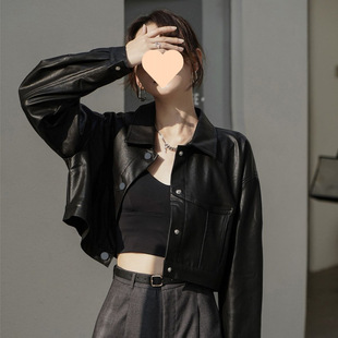 Fashion Motorcycle Leather Jacket Women's Short 2025 Spring and Autumn New Korean Loose Retro All-match Western Style Leather Jacket