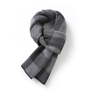 Factory wholesale 2024 new 100 Australian wool scarf plaid thick warm knitted men's and women's scarf in stock