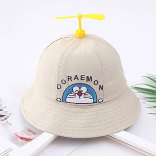 Windmill Hat Children's Fisherman Hat Summer Sunscreen Sunshade Breathable Cartoon Doraemon Bamboo Dragonfly Baby Boys and Girls