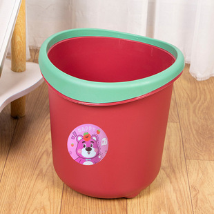 Cartoon Cyber Red Strawberry Bear Large Capacity Trash Bin Household Thickened Plastic Trash Bin Living Room Dormitory Trash Bin
