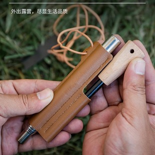 Outdoor blowpipe flint suit camping retractable stainless steel 5 section blowpipe solid magnesium rod