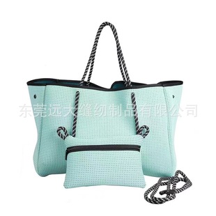 Trendy cross-border diving material punching beach bag European and American handbag mummy shoulder Women's bag leisure travel Women's shoulder bag