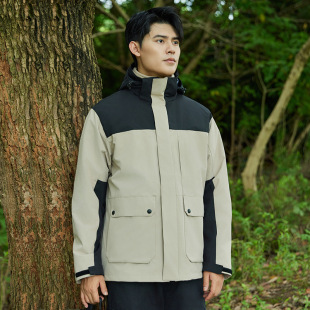 Outdoor Charge Clothes Waterproof Windproof Work Clothes Men's and Women's Winter Hooded Warm Three-in-One Mountaineering Suit Coat Jacket