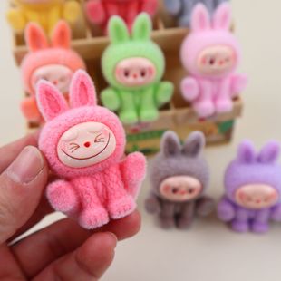 Flocking Yoga La Bub High Color Value Cute Cute Cute Cute Cute Cute Cute Cute Cute Doll Trendy Play Hand-made Model Ornaments Blind Bag Blind Box