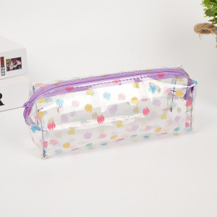 Factory PVC transparent printing pencil case storage bag waterproof compact and convenient cartoon zipper bag stationery bag cosmetic bag