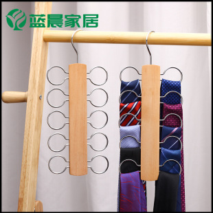 TEMU Amazon Cross-border Direct Supply Solid Wood Tie Rack Silk Towel Rack Multi-layer Finishing Storage Hanger Household Wood Products