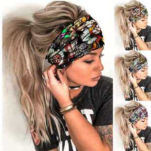 Women's scarf Summer 2024 new cross-border fashion milk silk printing factory wholesale yoga sports wide hair band