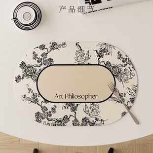 New Chinese Style Placemat Ritual High-grade Absorbent Non-slip Dustproof Coaster Wash-free Erasable Heat Insulated Dinner Plate Dish Mat