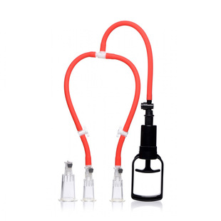 Cross-border Foreign Trade Sexy Women's Affectionate Red BDSM Double Cup Sensitive Area Sucking Breast Suction Pussy Adult Playing Apparatus