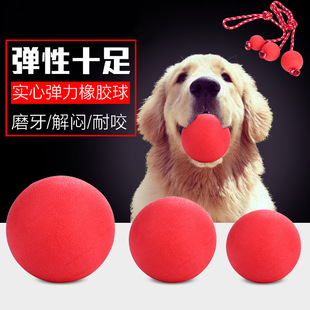 Dog training bite-resistant rubber ball with rope solid elastic ball large dog horse dog side animal molars toy ball pet