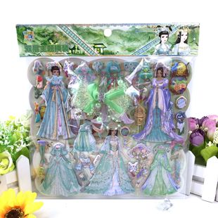 Double layer hibiscus leather theme princess sticker antique dress up sticker girl dress up show theme Princess show hair clip