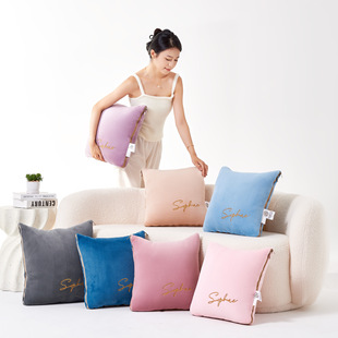 Thickened Embroidered Milk Velvet Pillow Quilt Dual-purpose Office Nap Car Pillow Dual-purpose Foldable Cushion Quilt