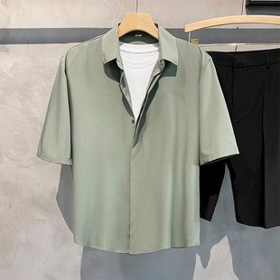 Shirt with Hidden Buckle and Fairy Sense Instagram Fashionable Men's Korean Style Fashionable Handsome Yoppie Handsome Shirt Hong Kong Style Hair Stylist Top
