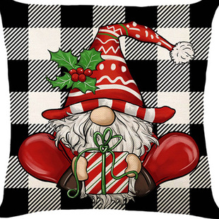 Christmas printing pillow pillowcase Amazon living room decoration home Santa Claus holding new sofa Christmas pillow
