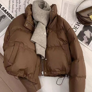 Кожаная хлопчатобумажная одежда женская короткая одноразовая мода 2024 новая корейская версия свободного утолщения дизайн смысл хлебная одежда BR