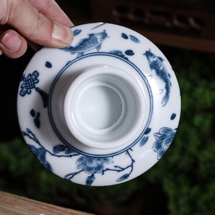 Vintage goblet fruit plate ceramic blue and white candy tea tray living room snack pastry nuts dried fruit plate home