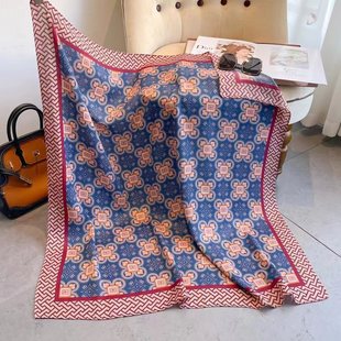 New 90 Square Scarf Printed Autumn and Winter New Scarf Scarf Temperament All-match Silk Scarf Square Scarf Dual-purpose Shawl Outer Wear
