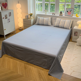Striped Plaid Bedding Four-piece Set Washed Cotton Bed Sheet Quilt Cover Student Dormitory Single Bed Three-piece Set