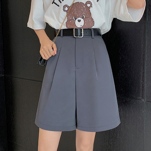 Suit Shorts Women's Summer Thin 2021 New High Waist Loose Wide Leg Straight Hong Kong Style Casual Pants Pants