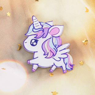 Japanese and Korean acrylic badge cartoon cute cute brooch unicorn rainbow little girl bag pendant accessories