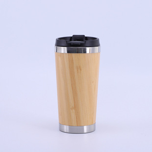 Cross-border sensible temperature bamboo shell cup 304 stainless steel coffee cup bamboo 40oz car cup insulation water cup bamboo cup