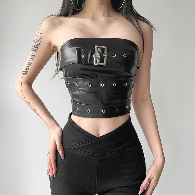 Cross-Border 2026 European and American Style Summer New Women's Fashion Solid Color Slim-Fit Street Fashion Off-Shoulder Tube Top Backless Tank Top