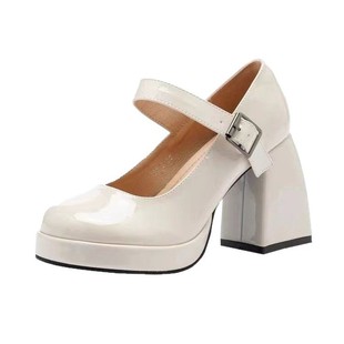 Mary Jane Women's Shoes Thick Heeled Platform Thick Sole Height Increasing Japanese Style Hot Girl Elegant French Style Single-layer Shoes Women's Small Leather Shoes Women's Shoes