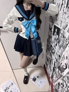Camellia and Book Original White JK Uniform Crew Suit Camellia Women's Waist Collection College Style Summer Short Sleeve suit
