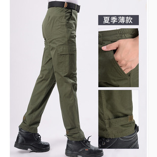 Cotton Line Canvas Work Pants Outdoor Single Pants Welding Hot Resistant Machine Repair Labor Protection Training Pants Multi-Pocket Army Green Overalls