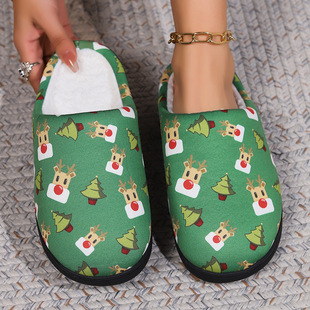 Cross-border Santa Claus cotton slippers simple memory foam comfortable warm cotton couple's non-slip woolen slippers Indoor