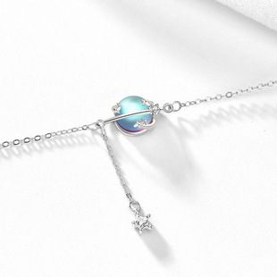 Liming Original 925 Sterling Silver Moonstone Planet Bracelet Women's Mori Style Fresh Niche Design Tassel Bracelet Wholesale