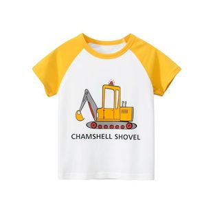 Cotton Summer Korean Style Kidsren's Clothing New Kidsren's Dinosaur Short-Sleeved Cartoon T-Shirt Boys' Tops Short-Sleeved Baby t