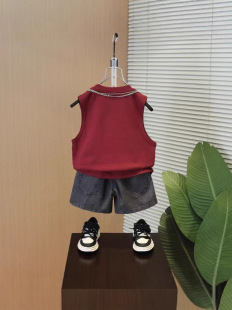 Boys summer vest suit 20254 new ruffian handsome children's clothing children's sports clothes baby summer sleeveless ridge