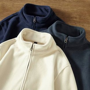 Foreign trade men's-double-sided fleece simple casual collar men's jacket autumn and winter zipper fleece coat top