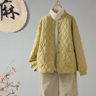 Winter New Vintage Round Neck Loose Cotton Warm Cotton Clothes Women's Casual Loose Single-breasted Slim-fit Short Coat