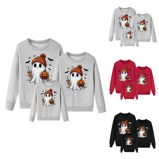 Trick or treat autumn and winter new Halloween halloween fleece-lined sweater parent-child European and American style