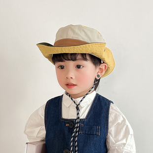 Children's hat spring and autumn Boys' Outdoor big brim fisherman hat thin baby sun hat sun hat for girls