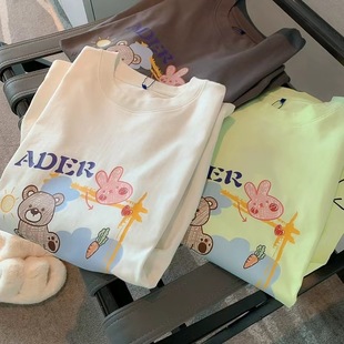 23 Новый женский топ с мультяшными животными ADER, милый свободный ленивый осенний, Новый Топ с длинным рукавом и принтом