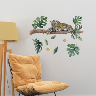 1.0m Wall Stickers Branches Leaves Leopard Wall Stickers Living Room Background Wall Room Decor Wall Stickers Self-Adhesive Wall Stickers
