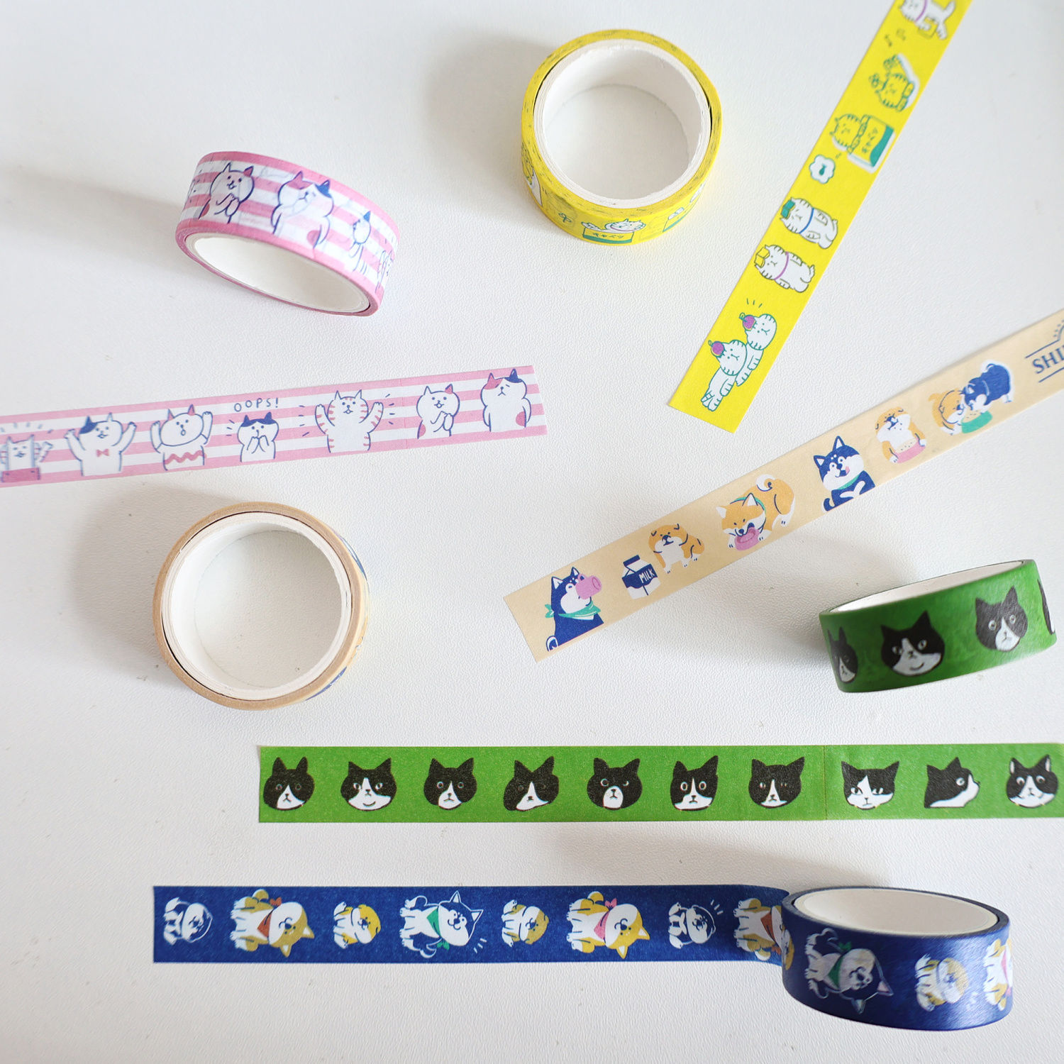Japanese-style cat puppy and paper tape cute animal wood dog tape roll hand account material diy decorative stickers