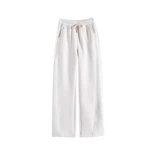 2024 Winter plus size fleece-lined Dape Wide Leg Pants Loose Women's Warm Casual Pants Slim Thickened Banana Pants