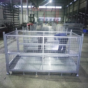 Stackable mesh material box logistics storage folding turnover box metal material stacking box storage grid box
