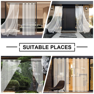 White outdoor waterproof curtain gazebo balcony sunshade sunscreen thin light gauze curtain foreign trade Amazon summer hot sale